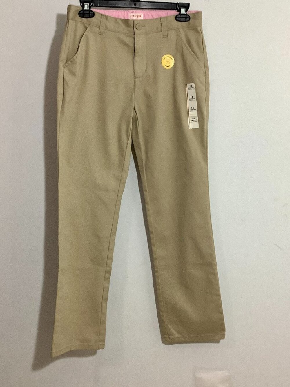 Cat & Jack Khaki Pants Sz16. Straight Leg Reinforced Knee NWT